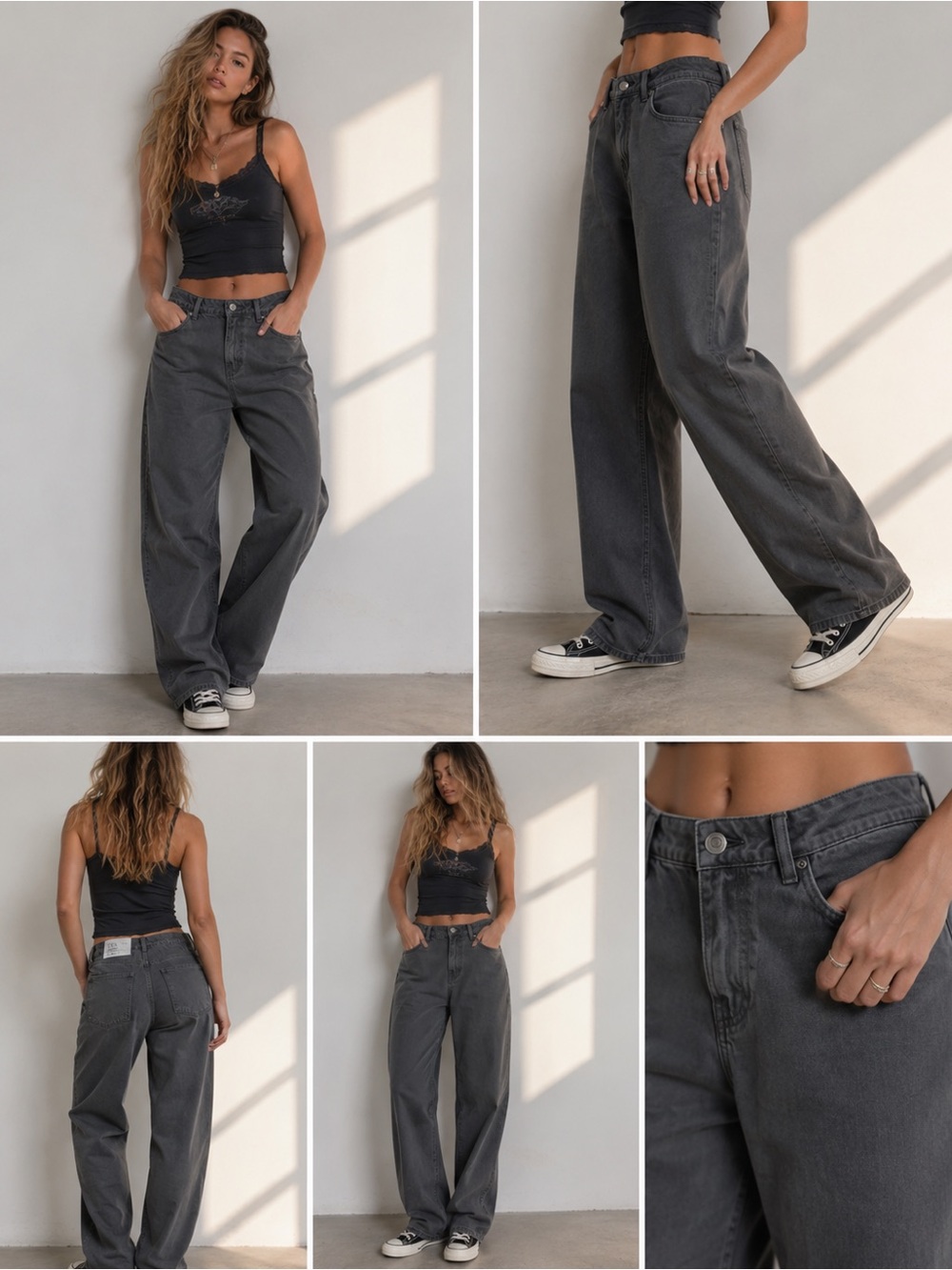 Zara Wide Leg Barrel Jeans Gray High Rise Denim Pants Women’s US 6 EU 38 NWT